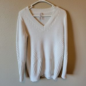 Athleta Teton V Neck Sweater Dove Cotton Blend, S